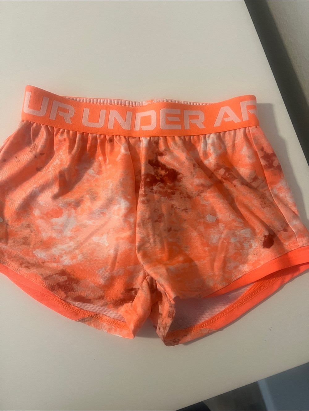Under Armour Neon Coral Tie-Dye Workout Shorts